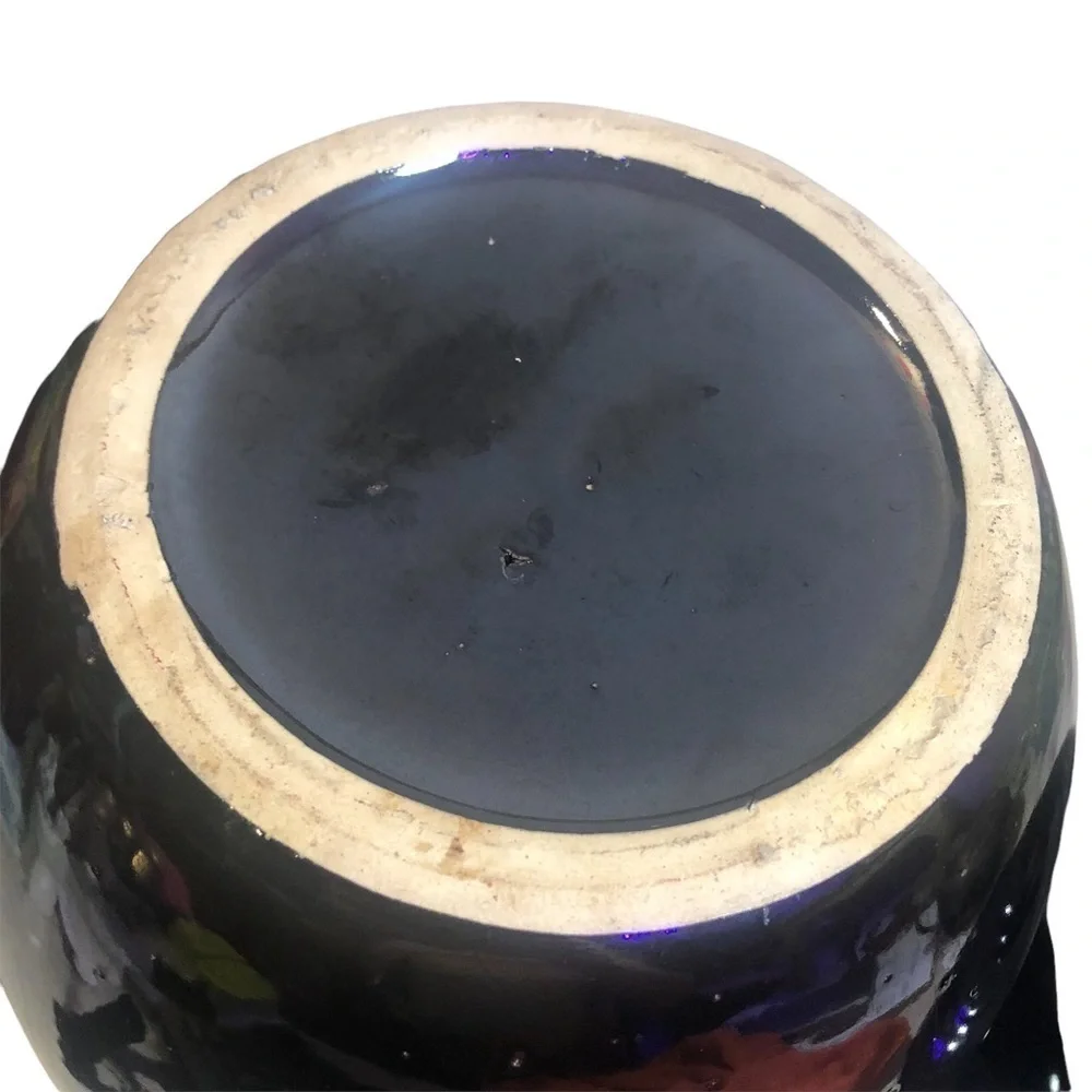Vintage Crock Cookie Jar, Bean Pot & Lid, Cold Paint Floral